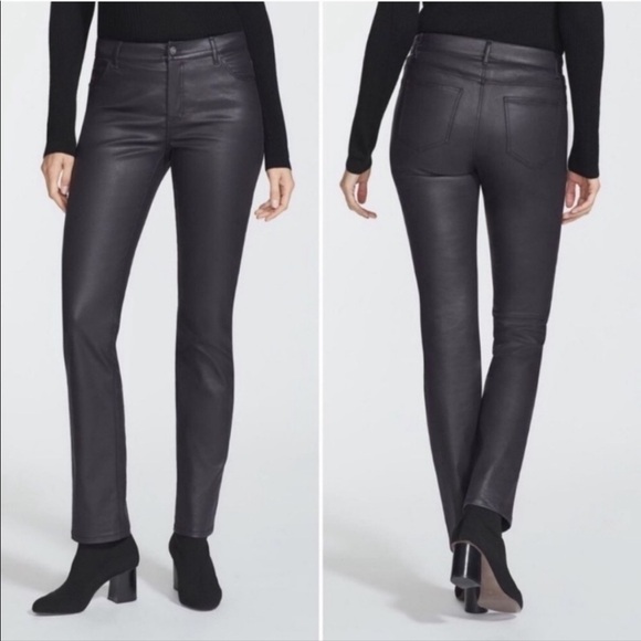 Lafayette 148 New York Jeans Thompson Wax Coated Faux Leahter BLack Moto Bomber - Picture 9 of 9